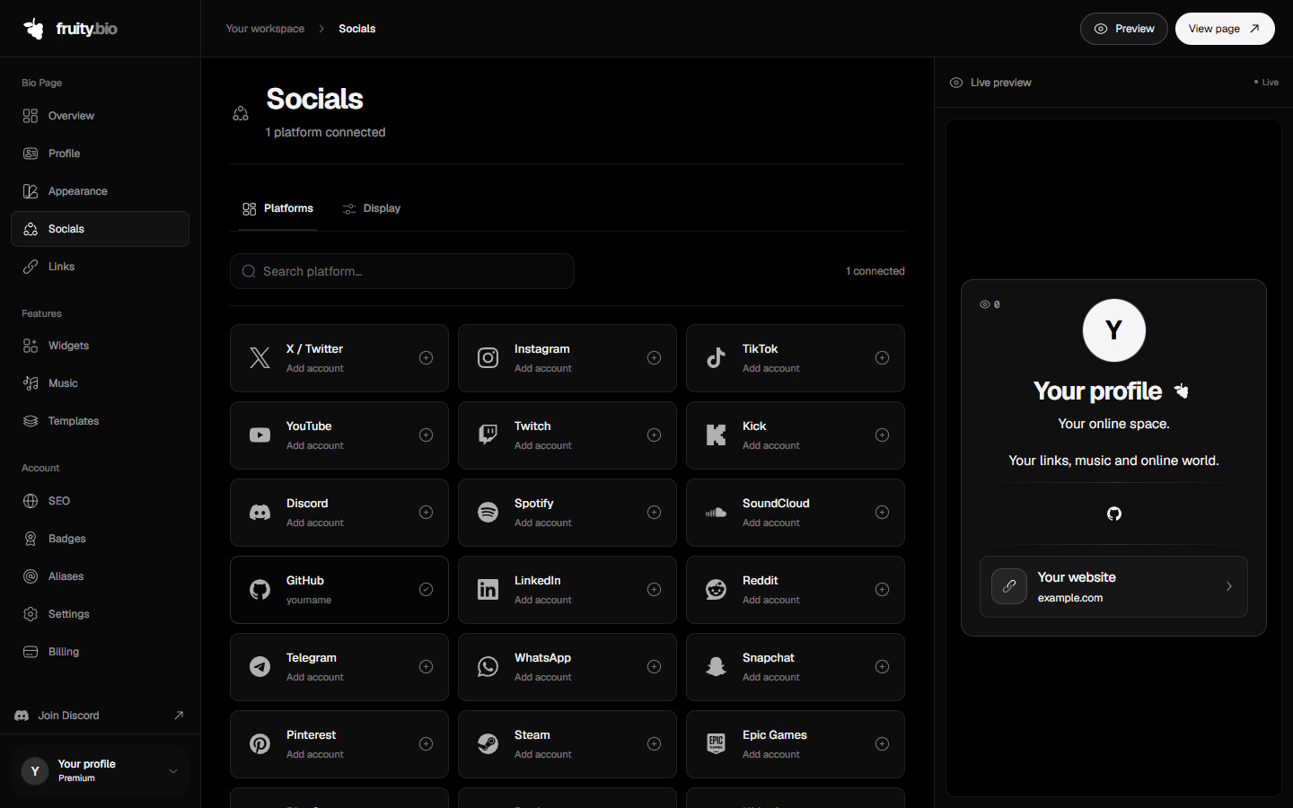 Fruity social connections editor